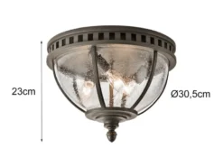 Jugendstil Deckenleuchte HALLERON für Innen & Außen, Anthrazit Ø30,5cm