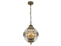 Jugendstil Pendelleuchte HALLERON für Innen & Außen, Bronze Ø30,5cm