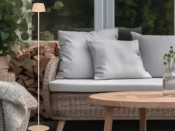 Kabellose Akku Stehlampe SUAREZ dimmbar für Innen & Außen, Beige - 123cm klein