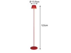 Kabellose Akku Stehlampe SUAREZ dimmbar für Innen & Außen, Rot - 123cm klein