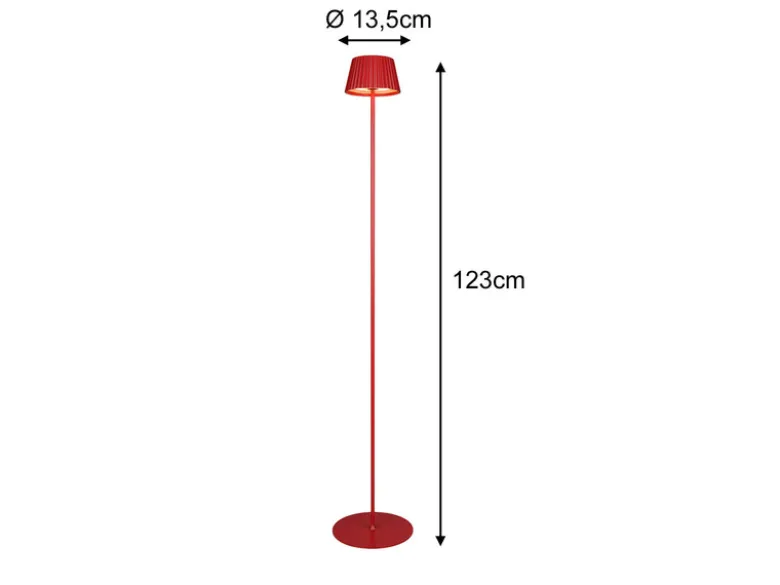 Kabellose Akku Stehlampe SUAREZ dimmbar für Innen & Außen, Rot - 123cm klein