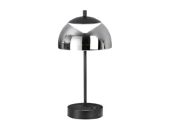 Kabellose Akku Tischleuchte RIVA Schwarz / Rauchglas dimmbar, Höhe 35cm