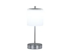 Kabellose Akku Tischleuchte RIVA Silber / Opalglas dimmbar, Höhe 34,5cm