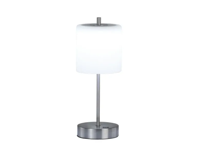 Kabellose Akku Tischleuchte RIVA Silber / Opalglas dimmbar, Höhe 34,5cm