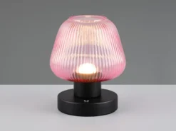 Kabellose LED Akku Tischleuchte QUENYA Glasschirm Wild Berry, Höhe 18cm