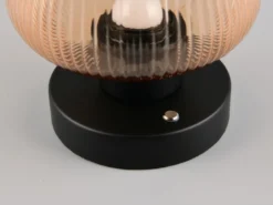 Kabellose LED Akku Tischleuchte QUENYA Glasschirm Bernstein, Höhe 18cm