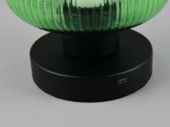Kabellose LED Akku Tischleuchte QUENYA Glasschirm Grün, Höhe 18cm