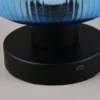 Kabellose LED Akku Tischleuchte QUENYA Glasschirm Blau, Höhe 18cm