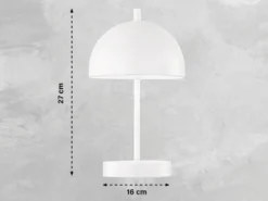Kabellose Tageslicht Tischlampe KIA Weiß dimmbar & USB, Höhe 27cm