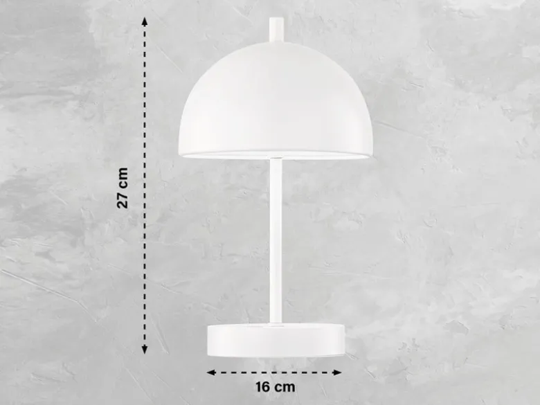 Kabellose Tageslicht Tischlampe KIA Weiß dimmbar & USB, Höhe 27cm