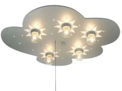 Kinder Deckenleuchte Wolke, Titan mit Sternen Zugschalter für LED-Schlummerlicht