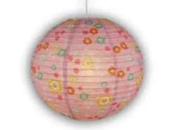 Kinder Papierlampe BLÜMCHEN Lampenschirm Ø 40cm Pendelleuchte mit Aufhängung