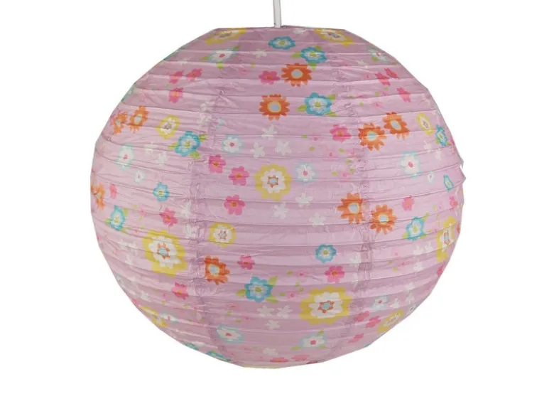 Kinder Papierlampe BLÜMCHEN Lampenschirm Ø 40cm Pendelleuchte mit Aufhängung