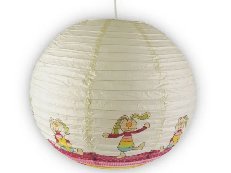 Kinder Papierlampe RABBIT Motiv Lampenschirm Ø40cm Pendelleuchte mit Aufhängung