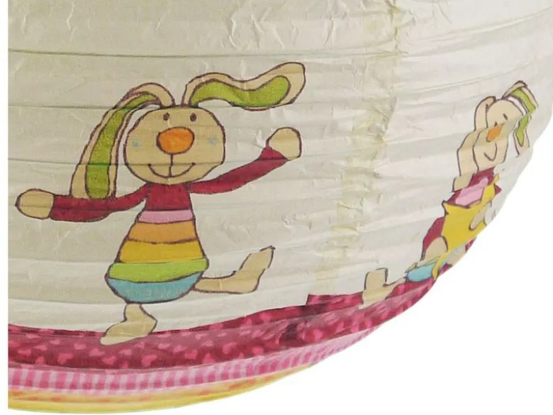 Kinder Papierlampe RABBIT Motiv Lampenschirm Ø40cm Pendelleuchte mit Aufhängung