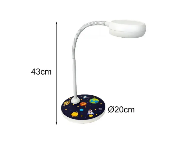 Kinder Schreibtischlampe WELTALL mit Flexarm, Höhe 43cm