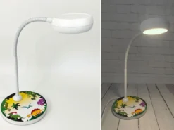 Kinder Schreibtischleuchte Weiß DINO Motive, Flexarm & LED-Leuchtmittel, 43cm
