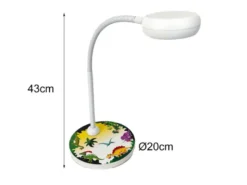 Kinder Schreibtischleuchte Weiß DINO Motive, Flexarm & LED-Leuchtmittel, 43cm