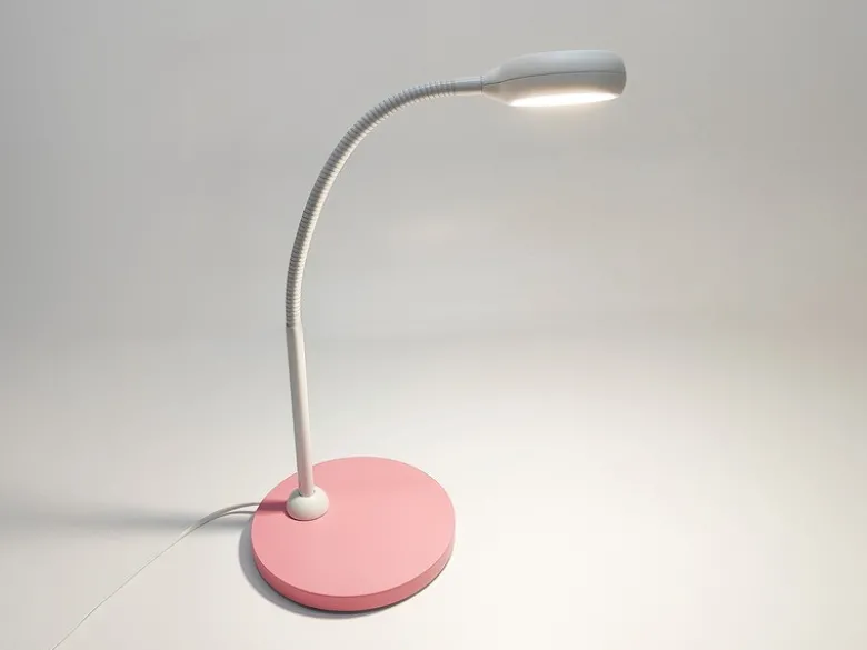 Kinder Schreibtischleuchte Pastellrosé-Grau Flexarm & LED-Leuchtmittel Höhe 43cm