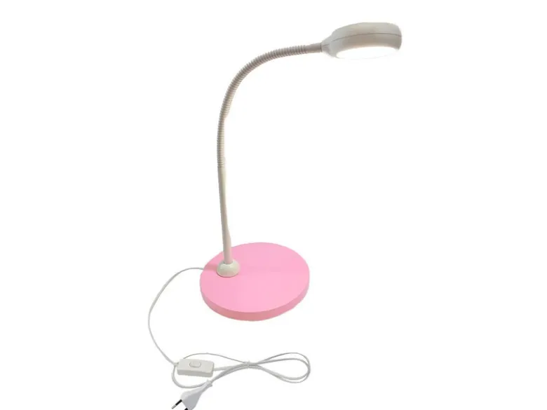 Kinder Schreibtischleuchte Pastellrosé-Grau Flexarm & LED-Leuchtmittel Höhe 43cm