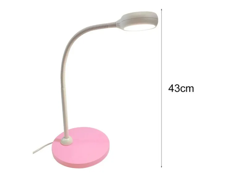 Kinder Schreibtischleuchte Pastellrosé-Grau mit Flexarm, Höhe 43cm