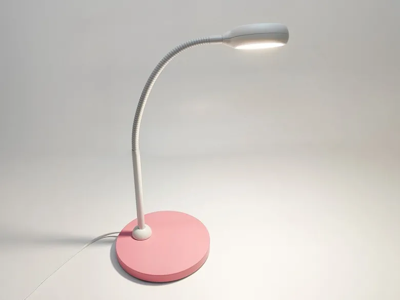 Kinder Schreibtischleuchte Pastellrosé-Grau mit Flexarm, Höhe 43cm