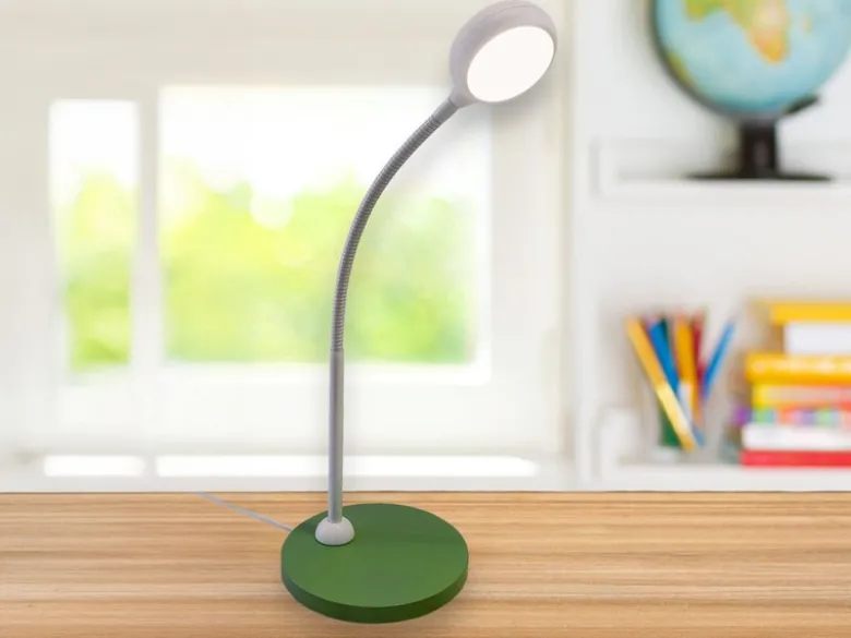 Kinder Schreibtischleuchte Grün-Grau mit Flexarm, Höhe 43cm