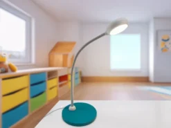 Kinder Schreibtischleuchte Blaugrün-Grau mit Flexarm, Höhe 43cm