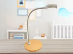 Kinder Schreibtischleuchte Pfirsichfarben/Grau mit Flexarm, Höhe 43cm