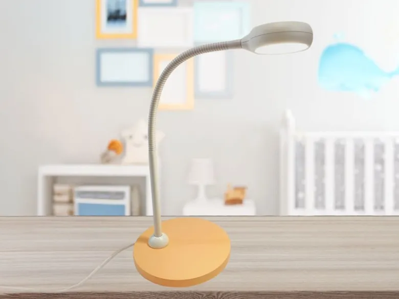 Kinder Schreibtischleuchte Pfirsichfarben/Grau mit Flexarm, Höhe 43cm