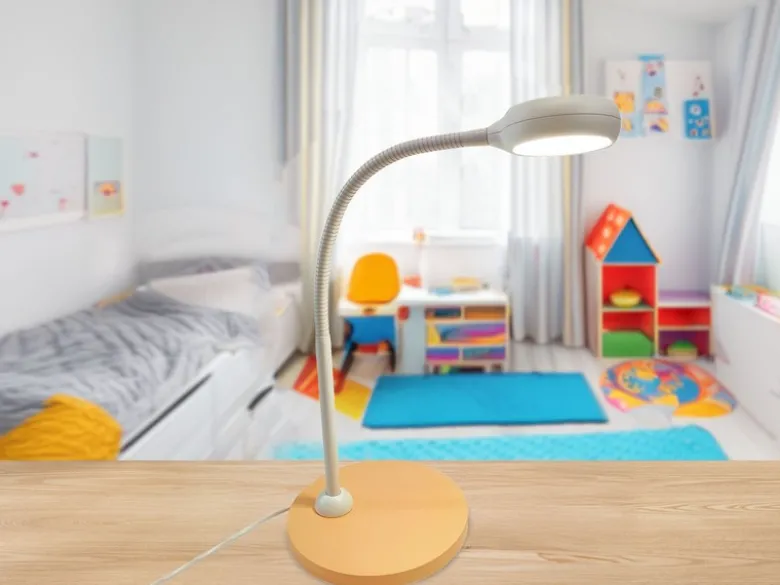 Kinder Schreibtischleuchte Pfirsichfarben/Grau Flexarm & LED-Leuchtmittel, 43cm