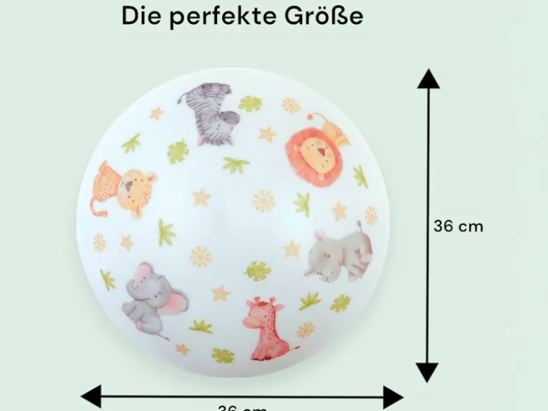 Kinderzimmer Lampe LITTLE SAFARI Deckenlampe Opalweiß & bunt Ø 35cm