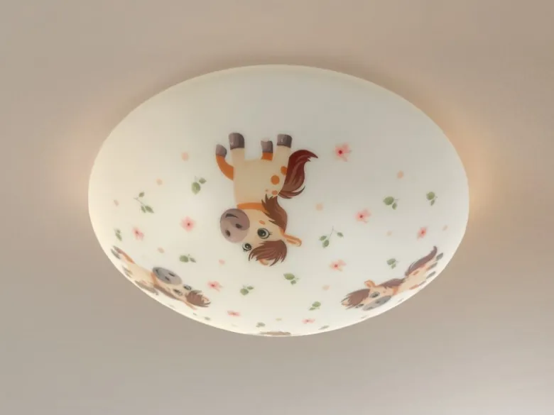 Kinderzimmer Lampe PONY PAULA Deckenlampe Opalweiß & bunt Ø 35cm