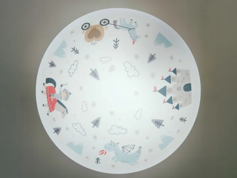 Kinderzimmer Lampe RITTER THEO Deckenlampe Opalweiß & bunt Ø 35cm
