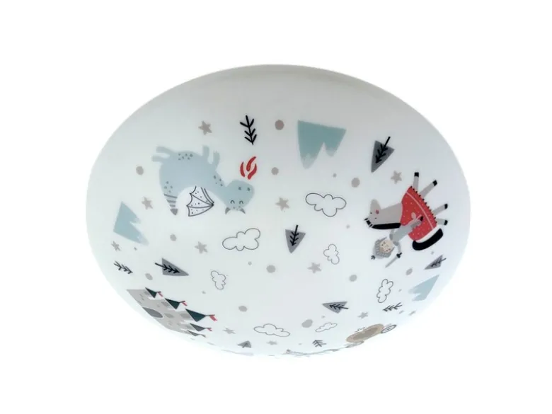 Kinderzimmer Lampe RITTER THEO Deckenlampe Opalweiß & bunt Ø 35cm