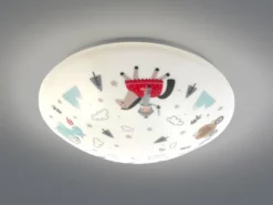 Kinderzimmer Lampe RITTER THEO Deckenlampe Opalweiß & bunt Ø 35cm