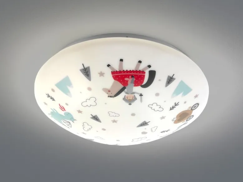 Kinderzimmer Lampe RITTER THEO Deckenlampe Opalweiß & bunt Ø 35cm