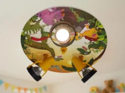 Kinderzimmer LED Deckenstrahler 3-flammig mit Dino Motiv, Ø 35cm