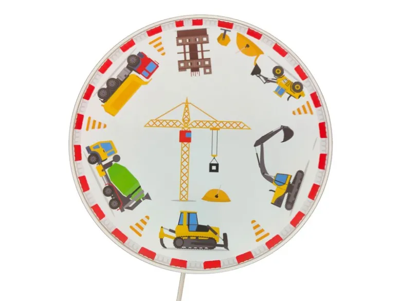 Kinderzimmer Wandlampe Baustelle Ø 25cm mit Schalter, Kabel, Stecker & E14 LED