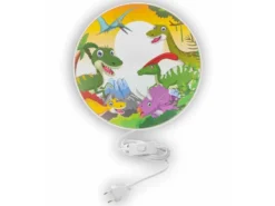 Kinderzimmer Wandlampe Dino Ø 25cm mit Schalter, Kabel, Stecker & E14 LED