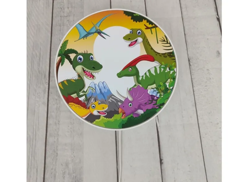 Kinderzimmer Wandlampe Dino Ø 25cm mit Schalter, Kabel, Stecker & E14 LED