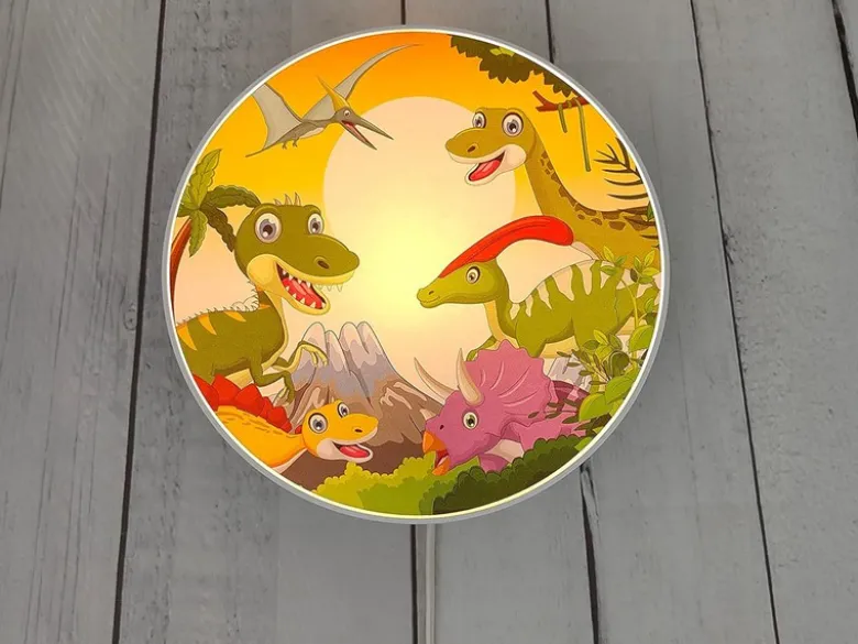 Kinderzimmer Wandlampe Dino Ø 25cm mit Schalter, Kabel, Stecker & E14 LED