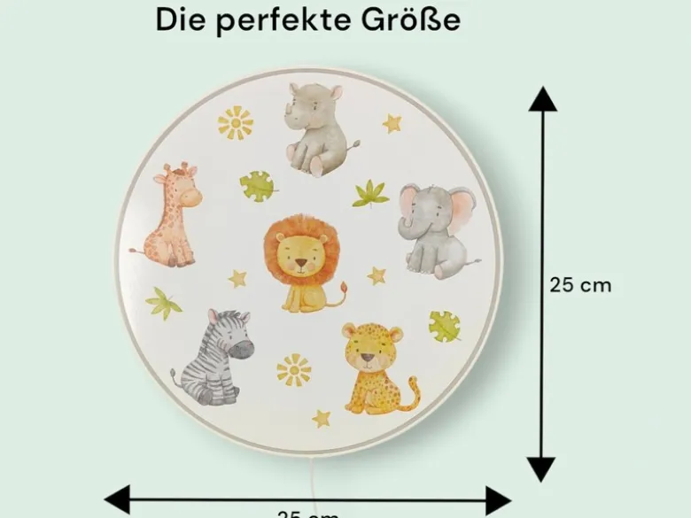 Kinderzimmer Wandlampe LITTLE SAFARI mit Kabel, Stecker & Schalter, Ø 25cm
