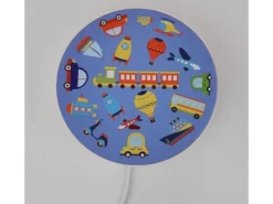 Kinderzimmer Wandlampe mit Fahrzeug Motiven, Schalter und Stecker, Ø 25cm