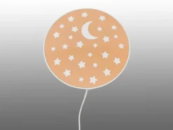 Kinderzimmer Wandlampe mit Mond & Sternen Pfirsichfarben, Schalter, Ø 25cm