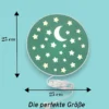 Kinderzimmer Wandlampe mit Mond & Sternen Grün Schalter & Stecker, Ø 25cm