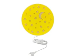 Kinderzimmer Wandlampe Mond & Sterne Gelb, Schalter & Stecker, Ø25cm
