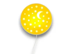 Kinderzimmer Wandlampe Mond & Sterne Gelb, Schalter & Stecker, Ø25cm