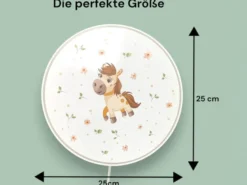 Kinderzimmer Wandlampe PONY PAULA mit Kabel, Stecker & Schalter, Ø 25cm