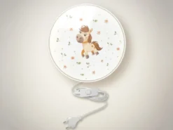 Kinderzimmer Wandlampe PONY PAULA mit Kabel, Stecker & Schalter, Ø 25cm